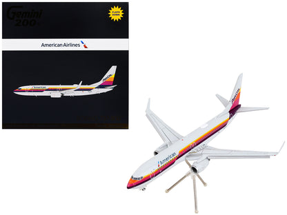 Boeing 737-800 Commercial Aircraft with Flaps Down "American Airlines - AirCal" Gray with Stripes "Gemini 200" Series 1/200 Diecast Model Airplane by GeminiJets-DiecastModeler.com