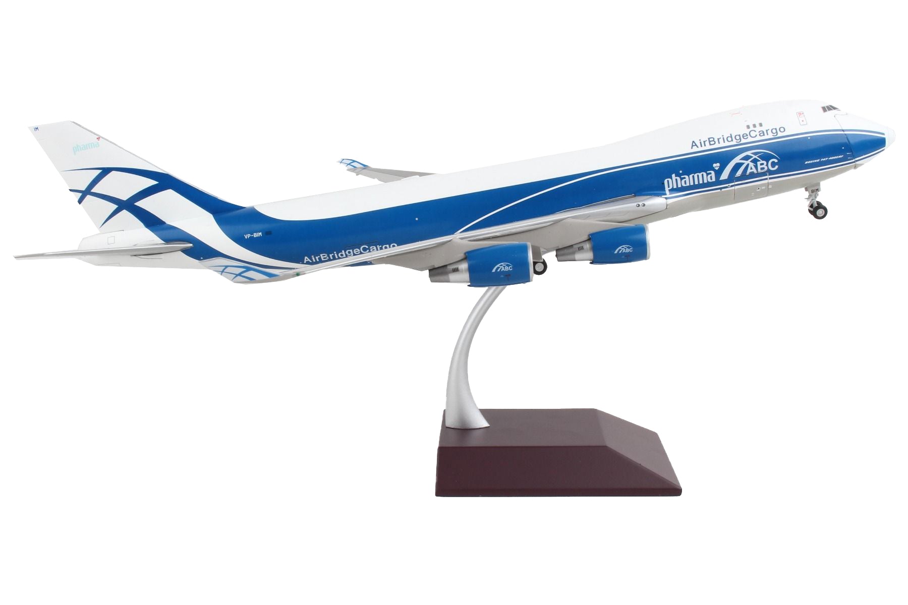 Boeing 747-400F Commercial Aircraft "AirBridgeCargo Airlines" White with Blue Stripes "Gemini 200 - Interactive" Series 1/200 Diecast Model Airplane by GeminiJets-DiecastModeler.com