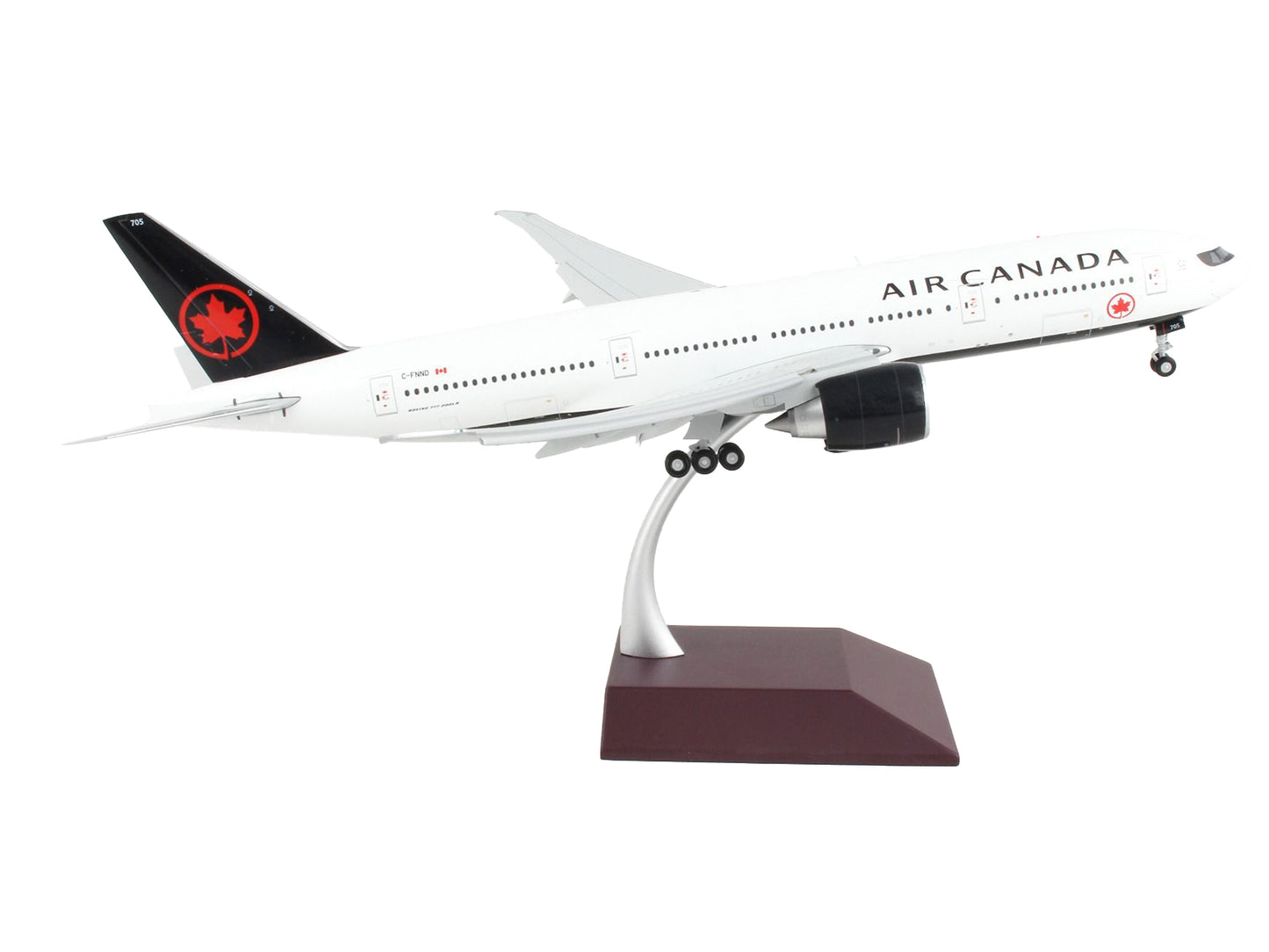 Boeing 777-200LR Commercial Aircraft with Flaps Down "Air Canada" White with Black Tail "Gemini 200" Series 1/200 Diecast Model Airplane by GeminiJets-DiecastModeler.com