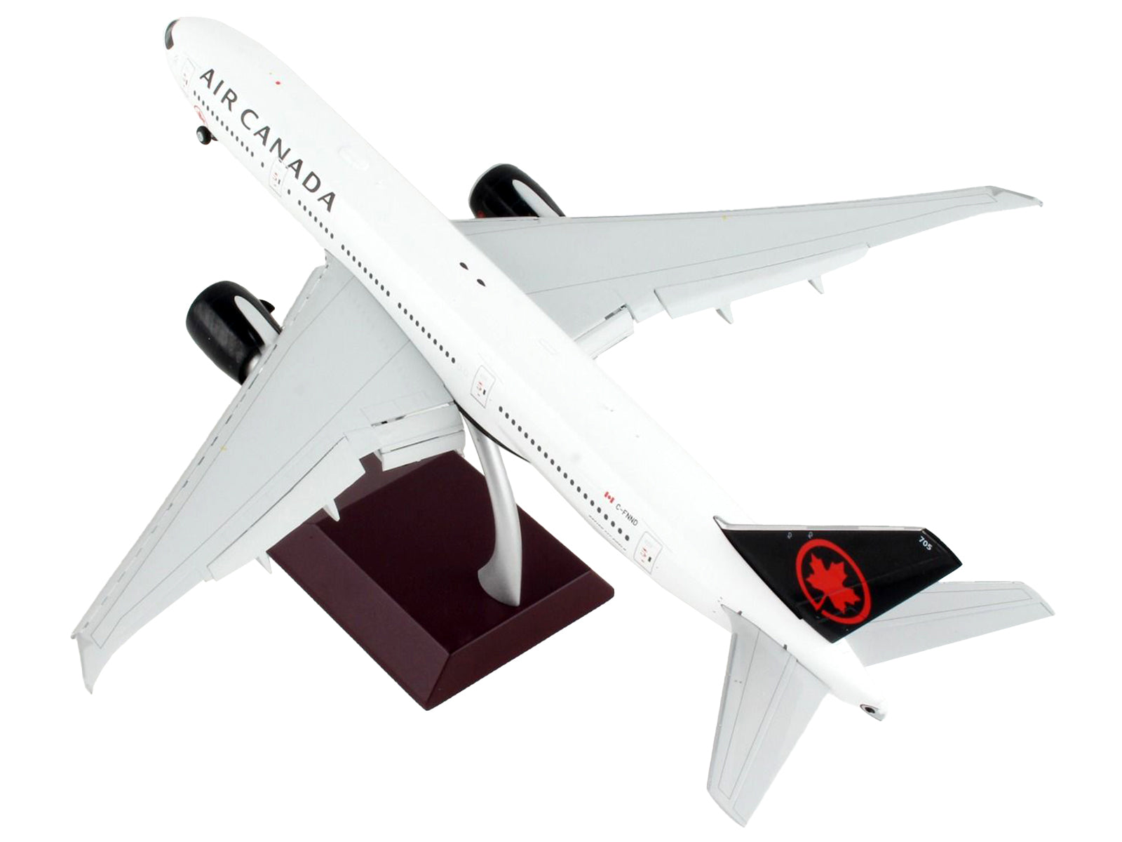 Boeing 777-200LR Commercial Aircraft with Flaps Down "Air Canada" White with Black Tail "Gemini 200" Series 1/200 Diecast Model Airplane by GeminiJets-DiecastModeler.com