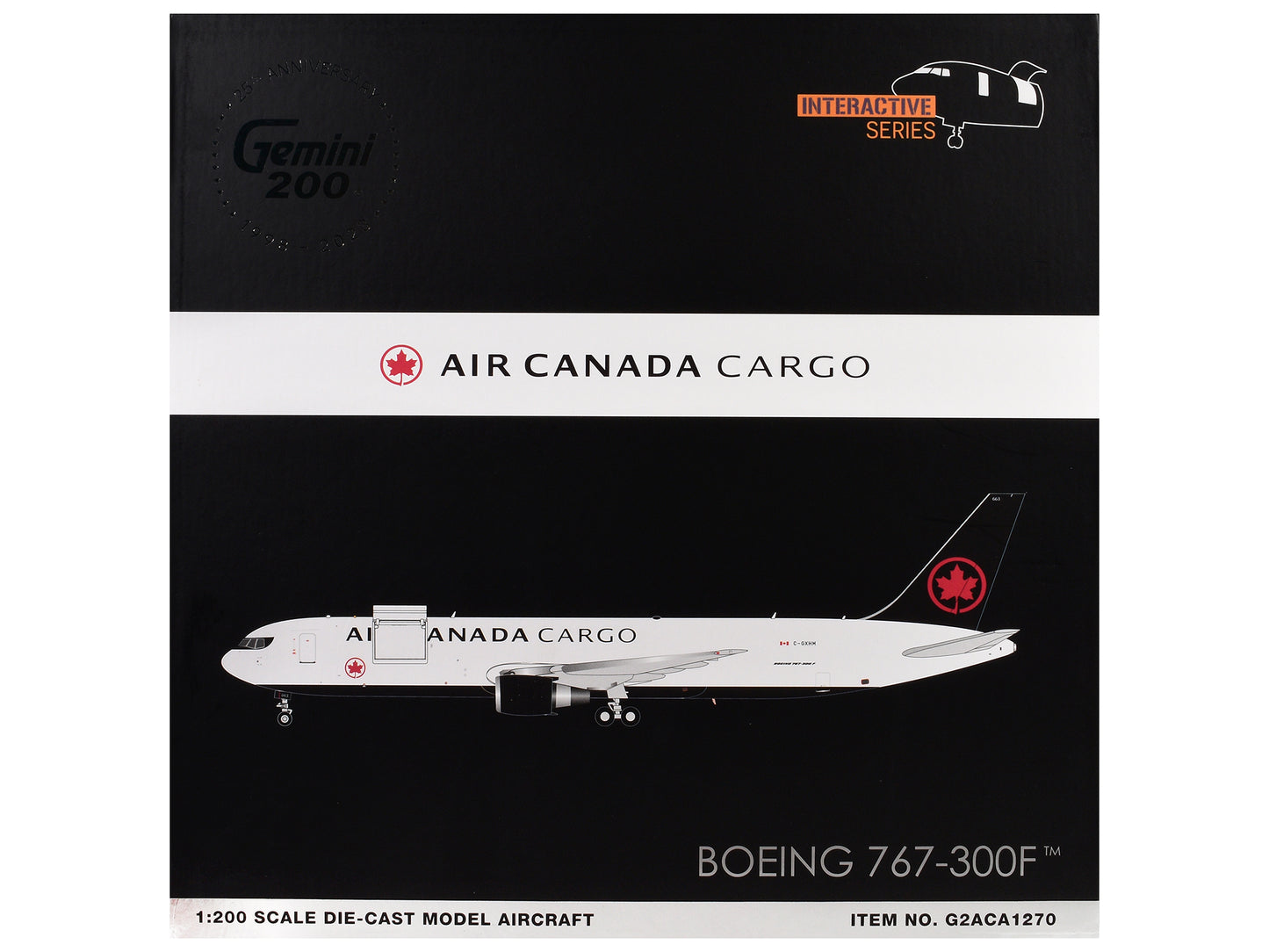 Boeing 767-300F Commercial Aircraft "Air Canada Cargo" (C-GXHM) White with Black Tail "Gemini 200 - Interactive Series" 1/200 Diecast Model Airplane by GeminiJets