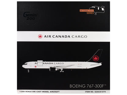 Boeing 767-300F Commercial Aircraft "Air Canada Cargo" (C-GXHM) White with Black Tail "Gemini 200 - Interactive Series" 1/200 Diecast Model Airplane by GeminiJets