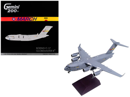 Boeing C-17 Globemaster III Transport Aircraft "March Air Reserve Base" United States Air Force "Gemini 200" Series 1/200 Diecast Model Airplane by GeminiJets-DiecastModeler.com