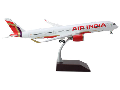 Airbus A350-900 Commercial Aircraft with Flaps Down "Air India" (VT-JRH) White with Striped Tail "Gemini 200" Series 1/200 Diecast Model Airplane by GeminiJets-DiecastModeler.com