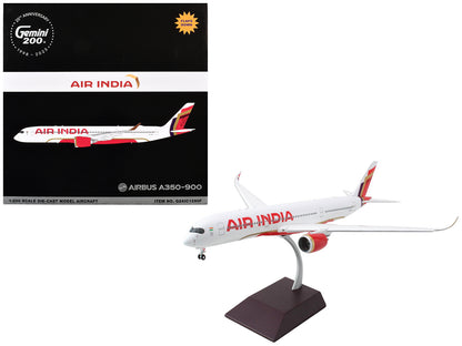 Airbus A350-900 Commercial Aircraft with Flaps Down "Air India" (VT-JRH) White with Striped Tail "Gemini 200" Series 1/200 Diecast Model Airplane by GeminiJets-DiecastModeler.com