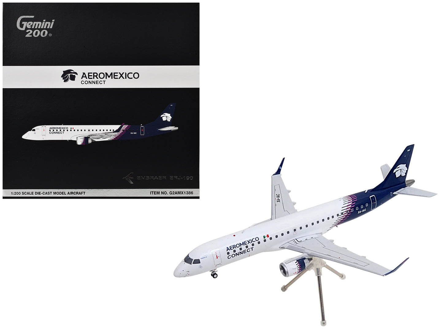 Embraer ERJ-190 Commercial Aircraft "Aeromexico Connect" (XA-IAC) White with Blue Tail "Gemini 200" Series 1/200 Diecast Model Airplane by GeminiJets