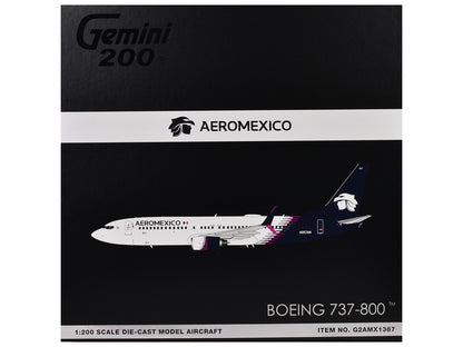 Boeing 737-800 Commercial Aircraft "AeroMexico" (N957AM) White with Dark Blue Tail "Gemini 200" Series 1/200 Diecast Model Airplane by GeminiJets