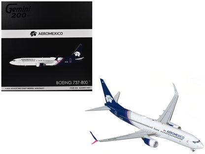 Boeing 737-800 Commercial Aircraft "AeroMexico" (N957AM) White with Dark Blue Tail "Gemini 200" Series 1/200 Diecast Model Airplane by GeminiJets