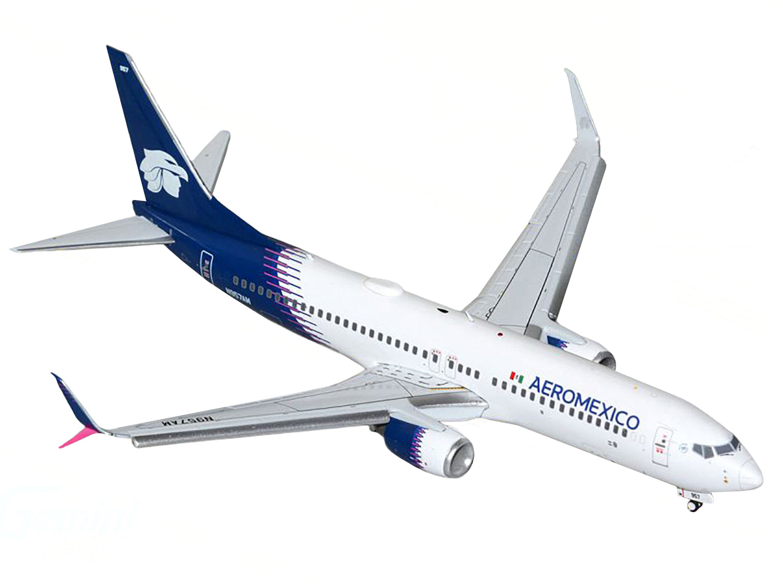 Boeing 737-800 Commercial Aircraft with Flaps Down "AeroMexico" (N957AM) White with Dark Blue Tail "Gemini 200" Series 1/200 Diecast Model Airplane by GeminiJets-DiecastModeler.com