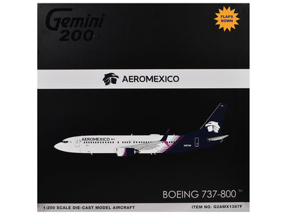 Boeing 737-800 Commercial Aircraft with Flaps Down "AeroMexico" (N957AM) White with Dark Blue Tail "Gemini 200" Series 1/200 Diecast Model Airplane by GeminiJets-DiecastModeler.com
