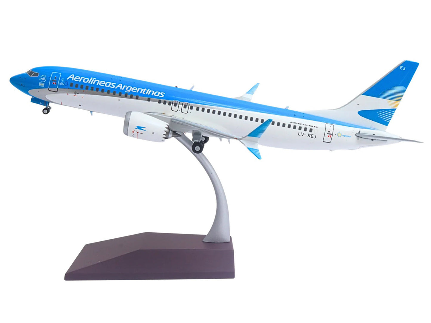 Boeing 737 MAX 8 Commercial Aircraft "Aerolineas Argentinas" (LV-KEJ) White and Blue "Gemini 200" Series 1/200 Diecast Model Airplane by GeminiJets