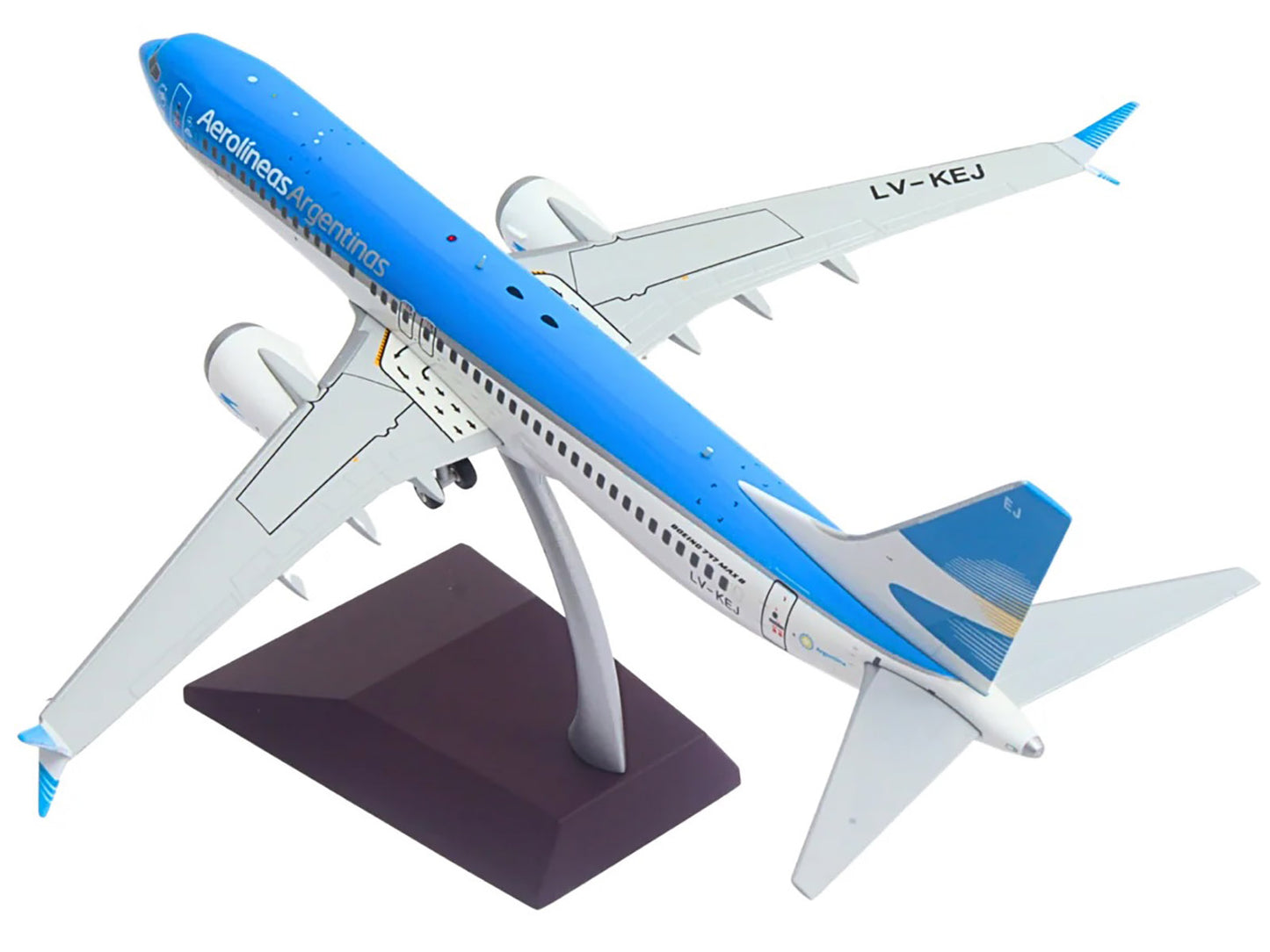 Boeing 737 MAX 8 Commercial Aircraft "Aerolineas Argentinas" (LV-KEJ) White and Blue "Gemini 200" Series 1/200 Diecast Model Airplane by GeminiJets