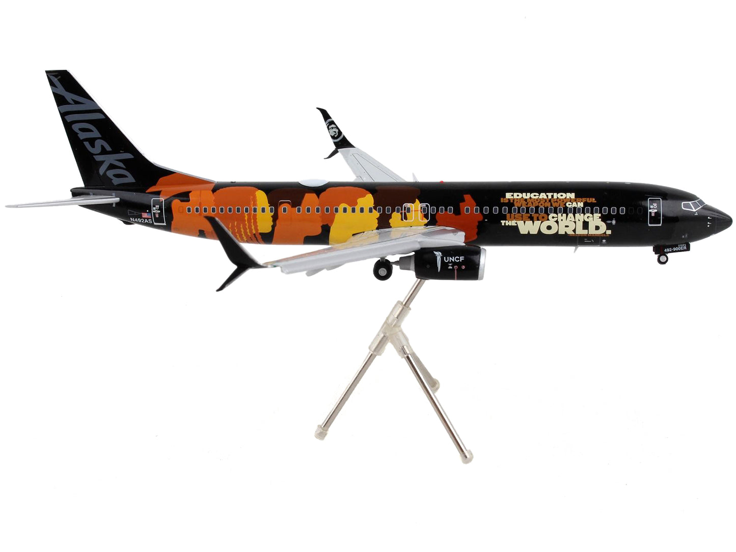 Boeing 737-900ER Commercial Aircraft with Flaps Down "Alaska Airlines - Our Commitment" Black with Graphics "Gemini 200" Series 1/200 Diecast Model Airplane by GeminiJets-DiecastModeler.com