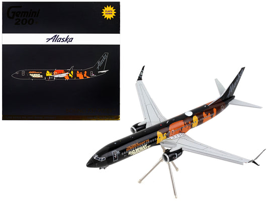 Boeing 737-900ER Commercial Aircraft with Flaps Down "Alaska Airlines - Our Commitment" Black with Graphics "Gemini 200" Series 1/200 Diecast Model Airplane by GeminiJets-DiecastModeler.com