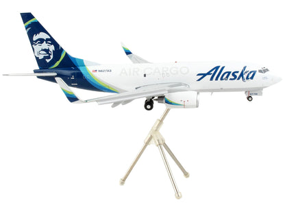 Boeing 737-700BDSF Commercial Aircraft with Flaps Down "Alaska Air Cargo" White with Blue Tail "Gemini 200" Series 1/200 Diecast Model Airplane by GeminiJets-DiecastModeler.com