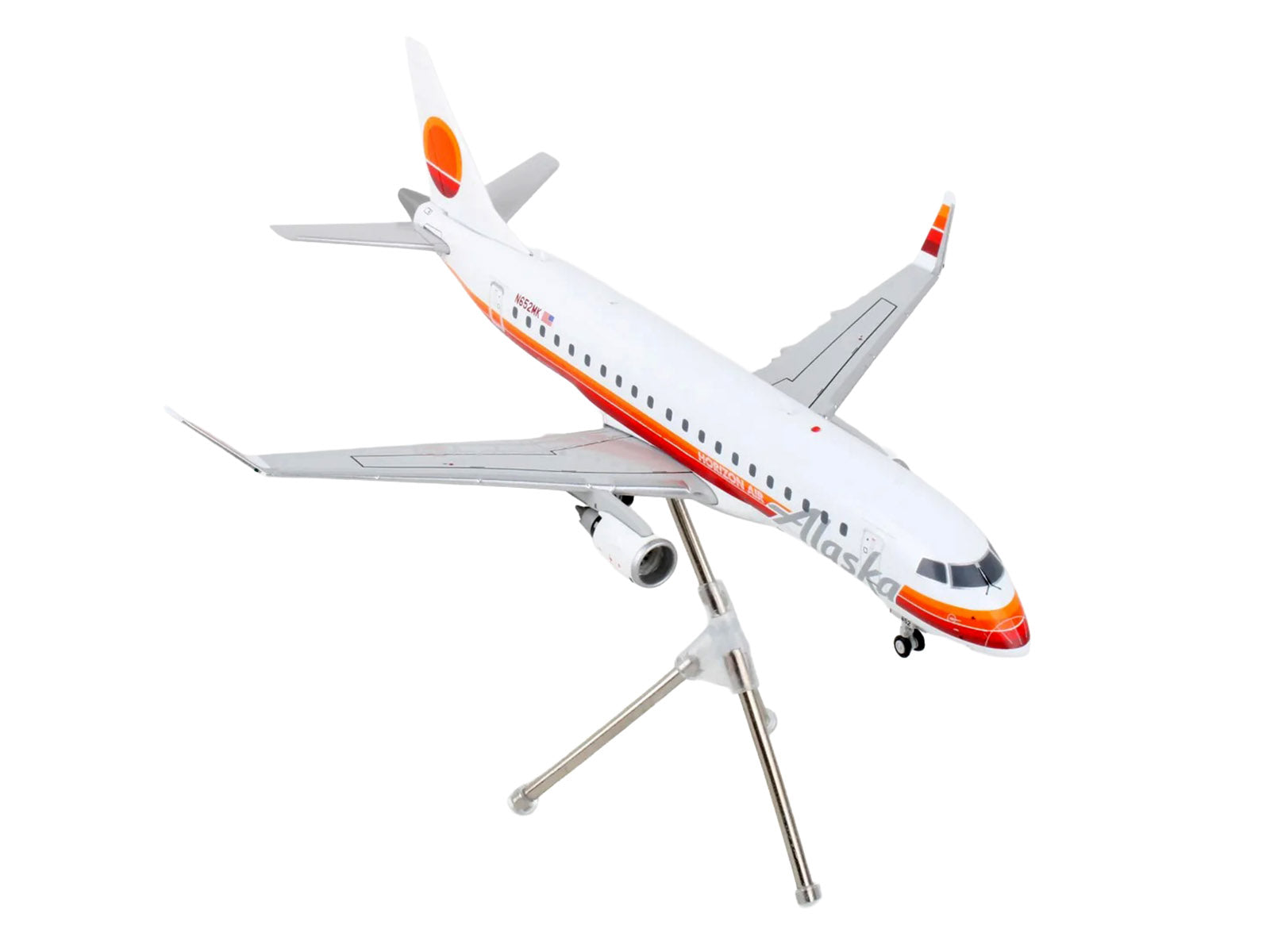 Embraer ERJ-175 Commercial Aircraft "Alaska Airlines - Horizon Air" (N652MK) White with Red and Orange Stripes "Gemini 200" Series 1/200 Diecast Model Airplane by GeminiJets-DiecastModeler.com