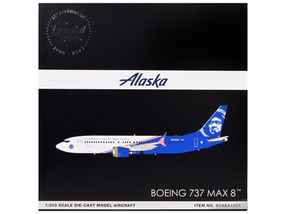 Boeing 737 MAX 8 Commercial Aircraft "Alaska Airlines - Honoring Those Who Serve" (N806AK) White and Blue "Gemini 200" Series 1/200 Diecast Model Airplane by GeminiJets-DiecastModeler.com