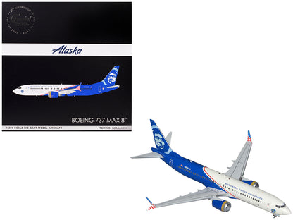 Boeing 737 MAX 8 Commercial Aircraft "Alaska Airlines - Honoring Those Who Serve" (N806AK) White and Blue "Gemini 200" Series 1/200 Diecast Model Airplane by GeminiJets-DiecastModeler.com