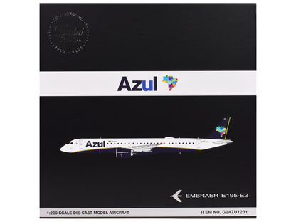 Embraer E195-E2 Commercial Aircraft "Azul Brazilian Airlines" (PS-AEH) White with Blue Tail "Gemini 200" Series 1/200 Diecast Model Airplane by GeminiJets