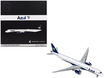 Embraer E195-E2 Commercial Aircraft "Azul Brazilian Airlines" (PS-AEH) White with Blue Tail "Gemini 200" Series 1/200 Diecast Model Airplane by GeminiJets