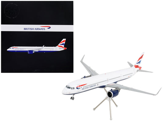 Airbus A321neo Commercial Aircraft "British Airways" White with Tail Stripes "Gemini 200" Series 1/200 Diecast Model Airplane by GeminiJets-DiecastModeler.com