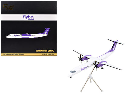 Bombardier Q400 Commercial Aircraft "Flybe" (G-ECOE) White with Purple Tail "Gemini 200" Series 1/200 Diecast Model Airplane by GeminiJets-DiecastModeler.com