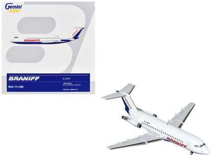 BAC 111-200 Commercial Aircraft "Braniff International Airways" (EI-BWP) White with Blue Tail "Gemini 200" Series 1/200 Diecast Model Airplane by GeminiJets-DiecastModeler.com
