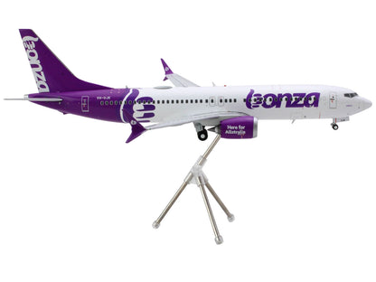 Boeing 737 MAX 8 Commercial Aircraft "Bonza Aviation" (VH-UJK) White with Purple Tail "Gemini 200" Series 1/200 Diecast Model Airplane by GeminiJets-DiecastModeler.com
