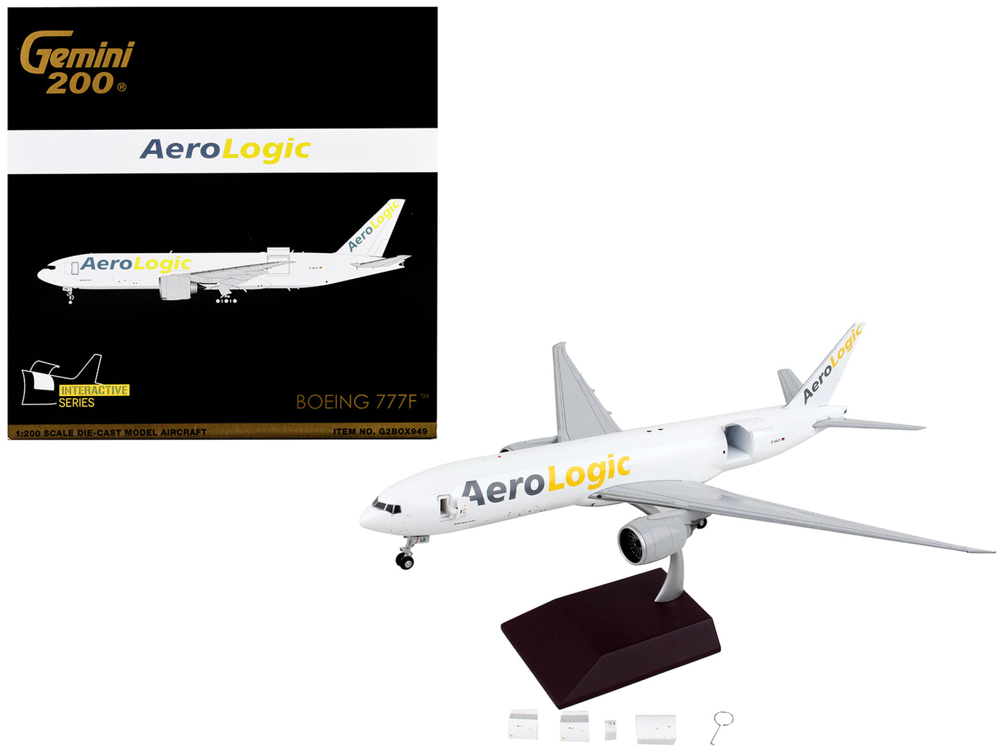 Boeing 777F Commercial Aircraft "AeroLogic" White "Gemini 200 - Interactive" Series 1/200 Diecast Model Airplane by GeminiJets-DiecastModeler.com