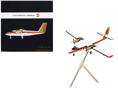 De Havilland DHC-6-300 Commercial Aircraft "Continental Express" White with Red Stripes and Gold Tail "Gemini 200" Series 1/200 Diecast Model Airplane by GeminiJets-DiecastModeler.com