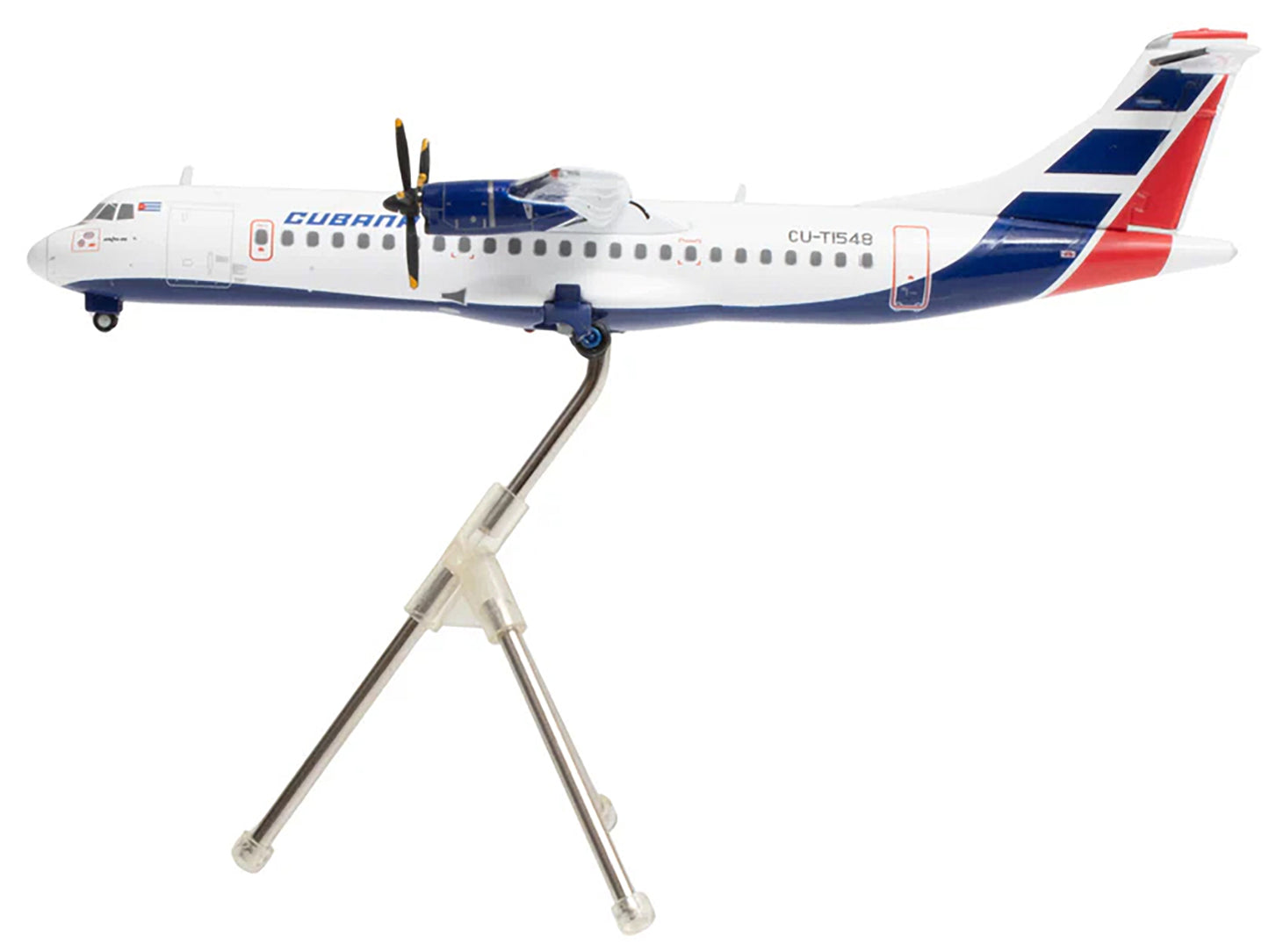 ATR 72-200 Commercial Aircraft "Cubana de Aviacion" (CU-T1548) White with Red and Blue Tail "Gemini 200" Series 1/200 Diecast Model Airplane by GeminiJets