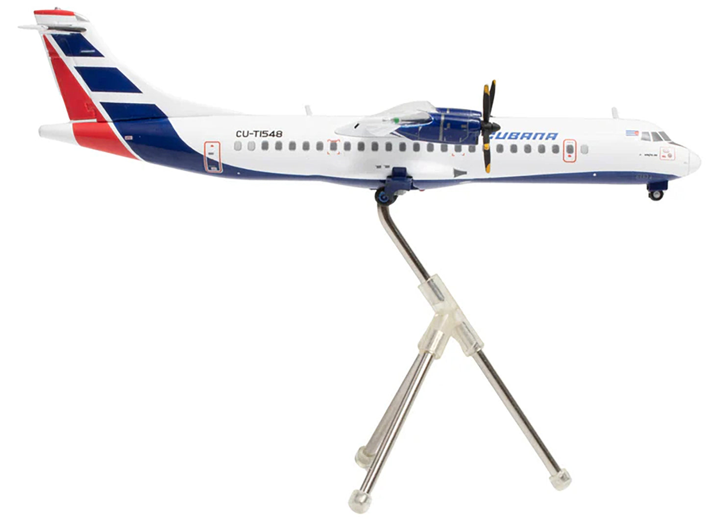 ATR 72-200 Commercial Aircraft "Cubana de Aviacion" (CU-T1548) White with Red and Blue Tail "Gemini 200" Series 1/200 Diecast Model Airplane by GeminiJets