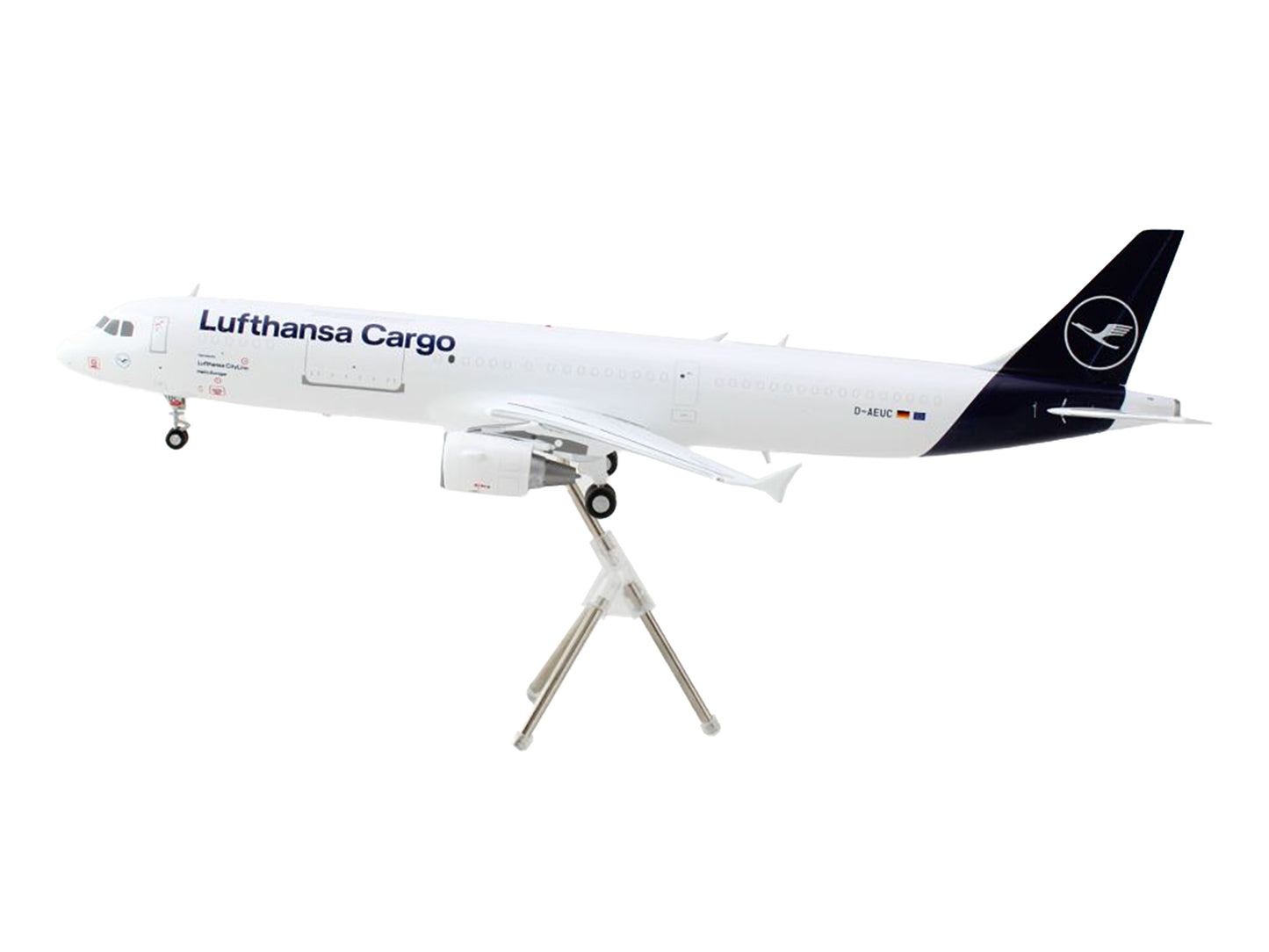 Airbus A321P2F Commercial Aircraft "Lufthansa Cargo" (D-AEUC) White with Blue Tail "Gemini 200" Series 1/200 Diecast Model Airplane by GeminiJets-DiecastModeler.com