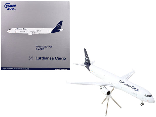 Airbus A321P2F Commercial Aircraft "Lufthansa Cargo" (D-AEUC) White with Blue Tail "Gemini 200" Series 1/200 Diecast Model Airplane by GeminiJets-DiecastModeler.com