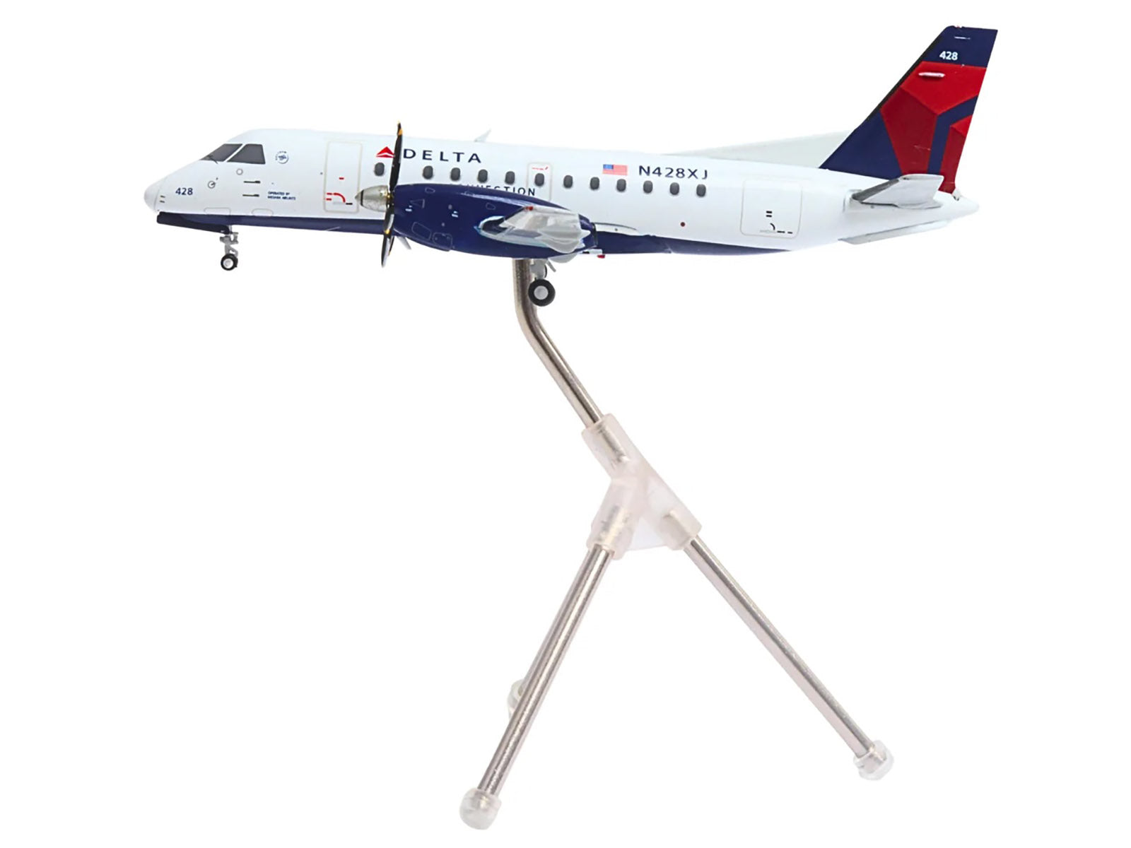 Saab 340B Commercial Aircraft "Delta Connection - Mesaba Airlines" (N428XJ) White with Red and Blue Tail "Gemini 200" Series 1/200 Diecast Model Airplane by GeminiJets-DiecastModeler.com