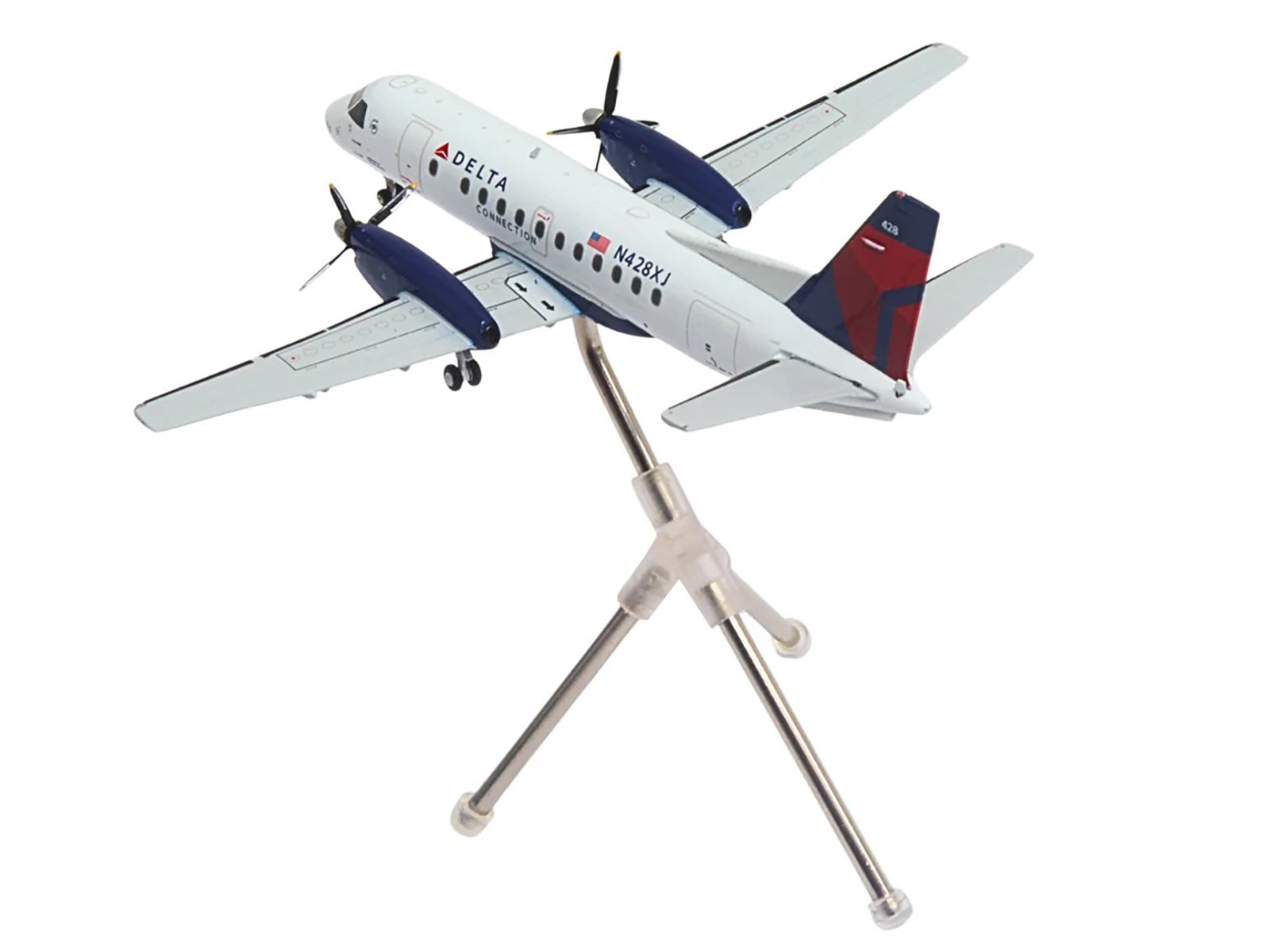 Saab 340B Commercial Aircraft "Delta Connection - Mesaba Airlines" (N428XJ) White with Red and Blue Tail "Gemini 200" Series 1/200 Diecast Model Airplane by GeminiJets-DiecastModeler.com