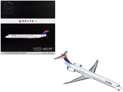 McDonnell Douglas MD-90 Commercial Aircraft "Delta Air Lines" (N910DN) White with Blue and Red Tail "Gemini 200" Series 1/200 Diecast Model Airplane by GeminiJets-DiecastModeler.com