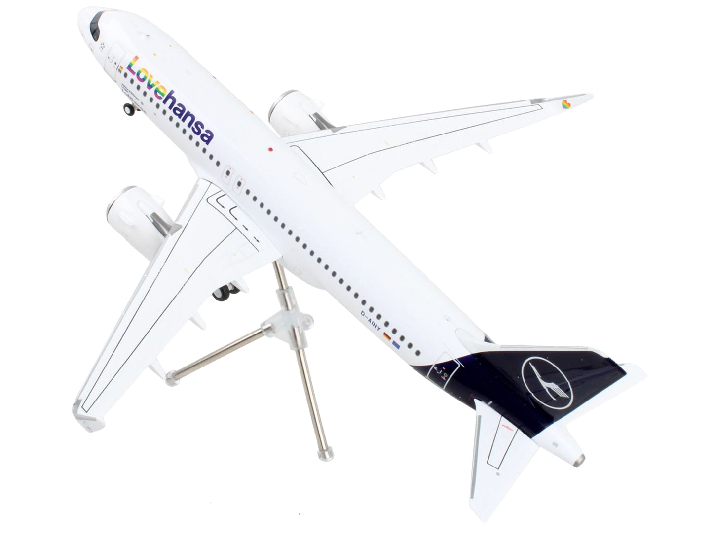 Airbus A320neo Commercial Aircraft "Lufthansa - LoveHansa" White with Blue Tail "Gemini 200" Series 1/200 Diecast Model Airplane by GeminiJets-DiecastModeler.com