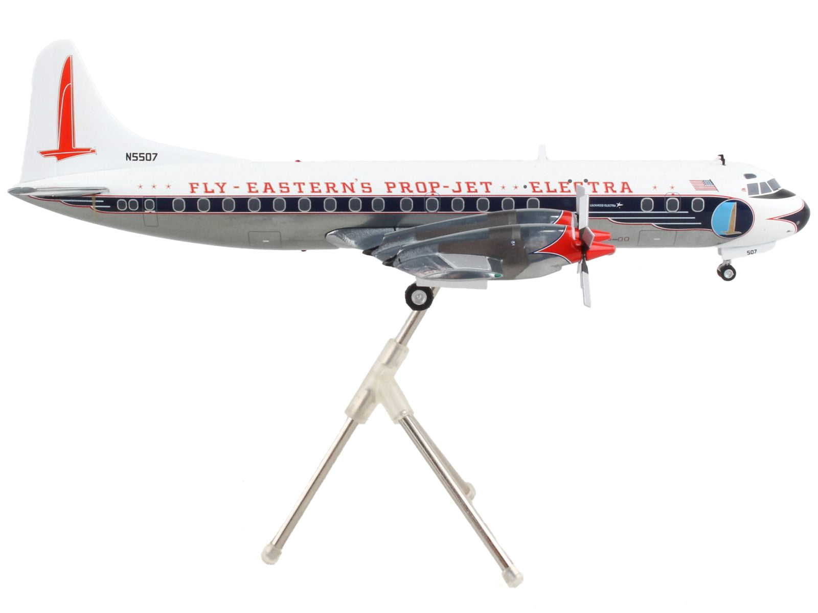 Lockheed L-188 Electra Commercial Aircraft "Eastern Air Lines" White with Blue Stripes "Gemini 200" Series 1/200 Diecast Model Airplane by GeminiJets-DiecastModeler.com
