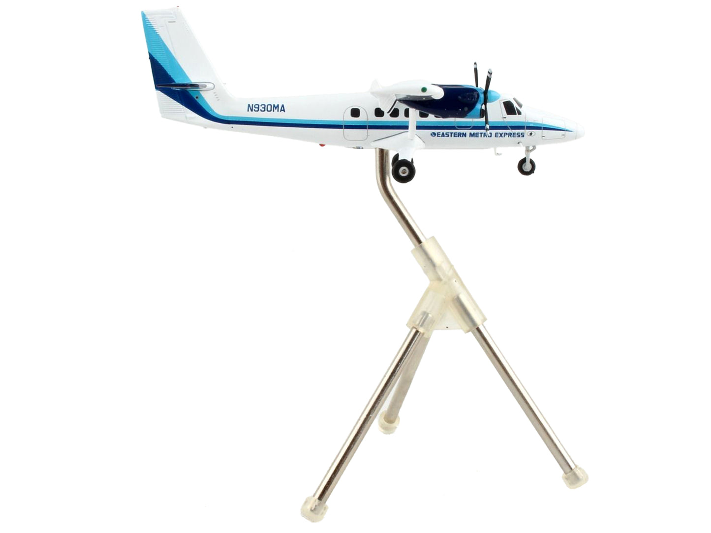 De Havilland DHC-6-200 Commercial Aircraft "Eastern Air Lines - Metro Express" White with Blue Stripes "Gemini 200" Series 1/200 Diecast Model Airplane by GeminiJets-DiecastModeler.com
