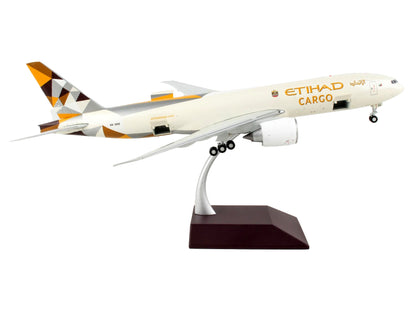 Boeing 777F Commercial Aircraft "Etihad Airways Cargo" Beige with Tail Graphics "Gemini 200 - Interactive" Series 1/200 Diecast Model Airplane by GeminiJets-DiecastModeler.com