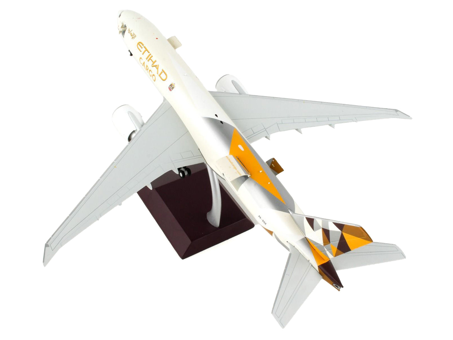 Boeing 777F Commercial Aircraft "Etihad Airways Cargo" Beige with Tail Graphics "Gemini 200 - Interactive" Series 1/200 Diecast Model Airplane by GeminiJets-DiecastModeler.com