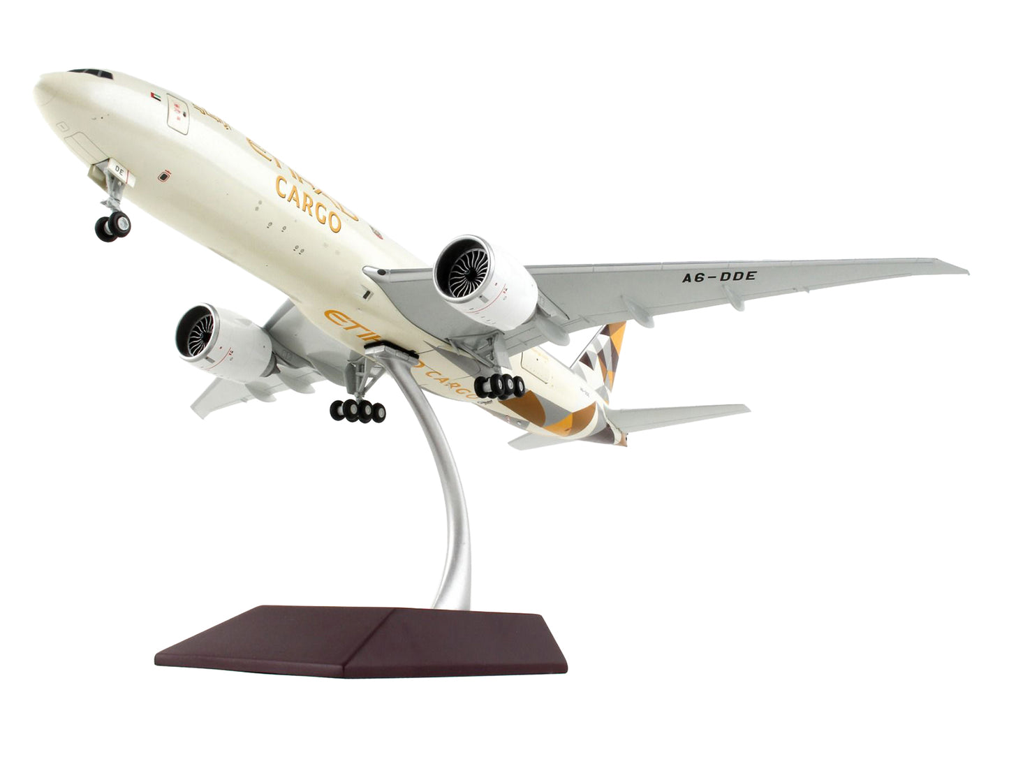 Boeing 777F Commercial Aircraft "Etihad Airways Cargo" Beige with Tail Graphics "Gemini 200 - Interactive" Series 1/200 Diecast Model Airplane by GeminiJets-DiecastModeler.com