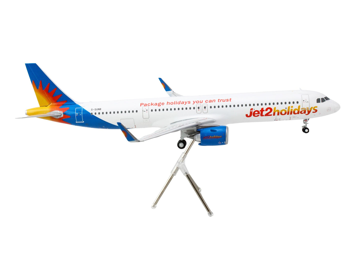 Airbus A321neo Commercial Aircraft "Jet2Holidays" (G-SUNB) White with Tail Graphics "Gemini 200" Series 1/200 Diecast Model Airplane by GeminiJets-DiecastModeler.com