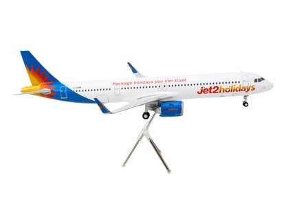 Airbus A321neo Commercial Aircraft "Jet2Holidays" (G-SUNB) White with Tail Graphics "Gemini 200" Series 1/200 Diecast Model Airplane by GeminiJets-DiecastModeler.com