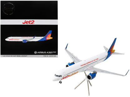 Airbus A321neo Commercial Aircraft "Jet2Holidays" (G-SUNB) White with Tail Graphics "Gemini 200" Series 1/200 Diecast Model Airplane by GeminiJets-DiecastModeler.com