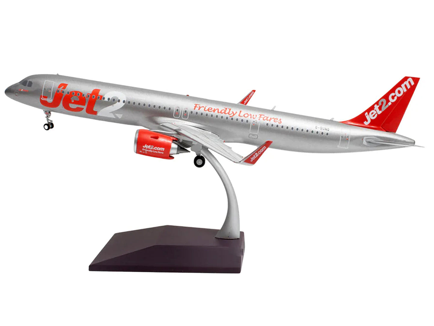 Airbus A321neo Commercial Aircraft "Jet2" (G-SUNO) Silver with Red Tail "Gemini 200" Series 1/200 Diecast Model Airplane by GeminiJets