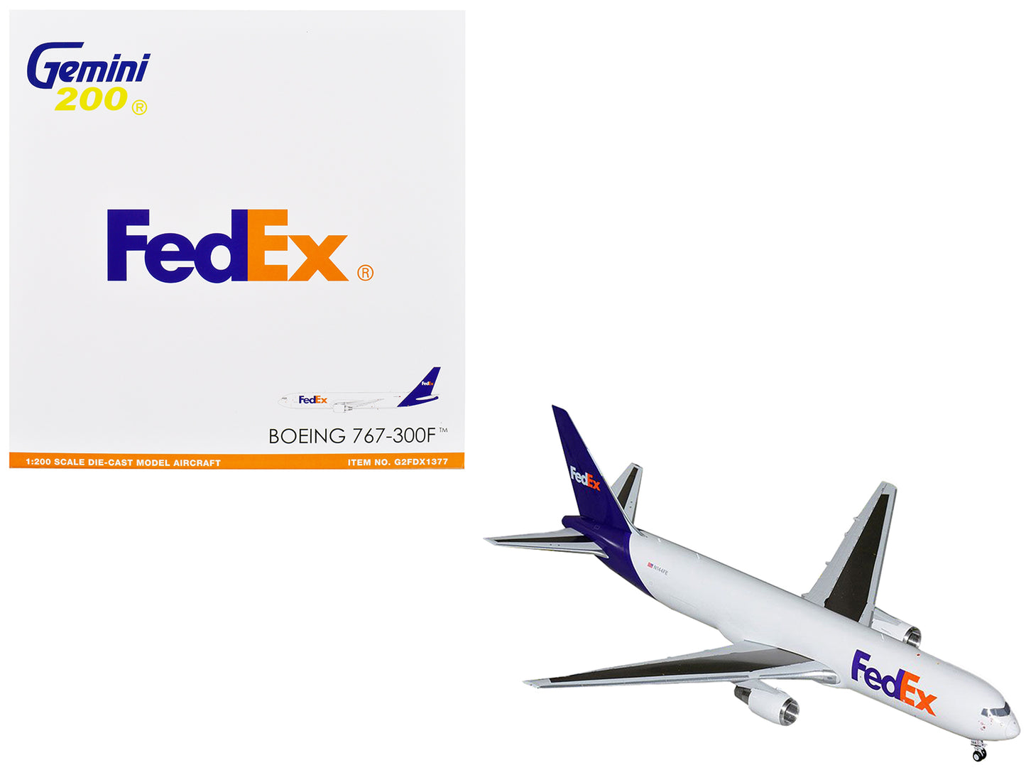 Boeing 767-300F Commercial Aircraft "FedEx (Federal Express)" (N144FE) White with Purple Tail "Gemini 200" Series 1/200 Diecast Model Airplane by GeminiJets