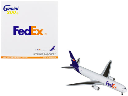 Boeing 767-300F Commercial Aircraft "FedEx (Federal Express)" (N144FE) White with Purple Tail "Gemini 200" Series 1/200 Diecast Model Airplane by GeminiJets