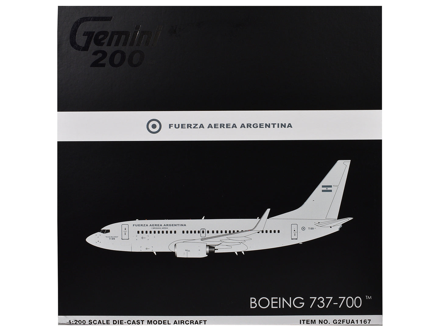 Boeing 737-700 Transport Aircraft "Fuerza Aerea Argentina (Air Force)" (T-99) Gray "Gemini 200" Series 1/200 Diecast Model Airplane by GeminiJets